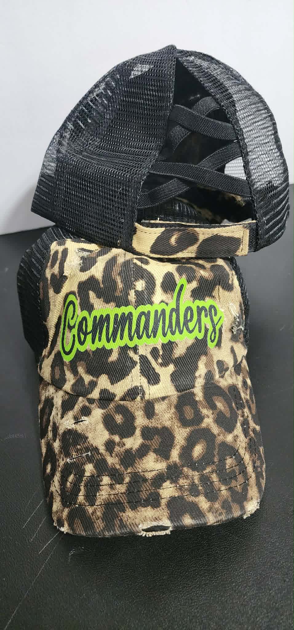 Ladies Ponytail Hat Leopard or Black