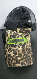 Ladies Ponytail Hat Leopard or Black